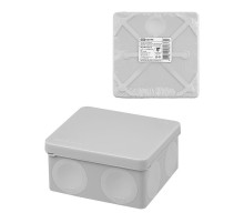 Распаячная коробка, двухкомпонентная, ОП 100х100х50 мм, IP66, 8 вх., серая, инд. штрихкод  SQ1401-2513  TDM