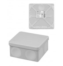 Распаячная коробка, двухкомпонентная, ОП 100х100х50 мм, IP66, 8 вх., серая, инд. штрихкод  SQ1401-2513  TDM