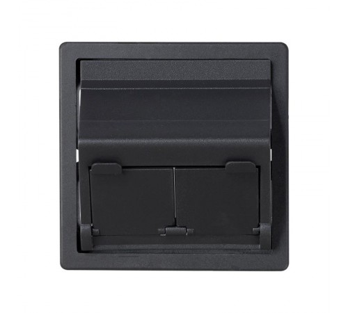 Розетка наклонная для передачи данных со шторками на 2 разъема RJ45 цвета графит S82  82579-38  Simon