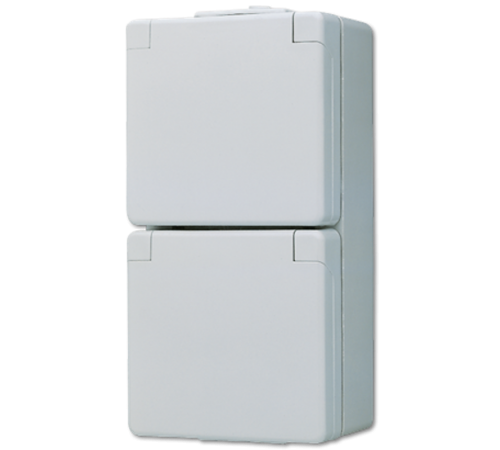 Штепсельная розетка SCHUKO для накладного монтажа двойная, с полем для надписи IP44 622W Jung