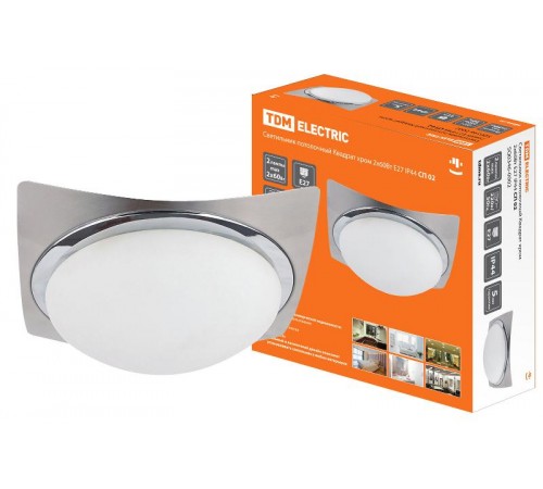 Светильник под лампу НПО СП 02 2х60Вт ЛН E27 IP44 квадрат хром  SQ0346-0002  TDM