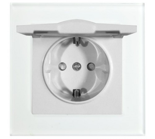 GLS16-7012-01 Розетка 1-местная с крышкой с защитной шторкой с/з 250В, 16А, серия Катрин, белый  39245  STEKKER