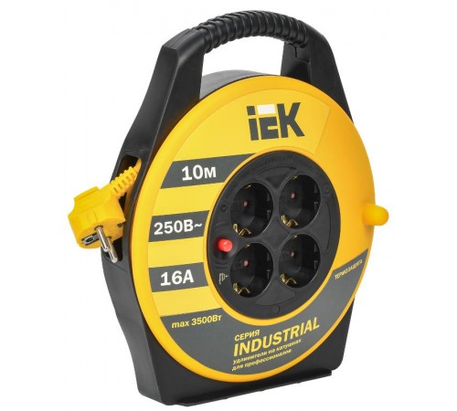 Катушка УК10 с т/з 4 места 2Р+PЕ/10м 3х1,5 мм2 "Industrial"  WKP15-16-04-10  IEK