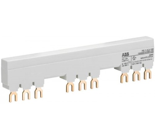 Шинная разводка 3-фазн. PS1-3-1-100 до 100А для 3-х автоматов типа MS116, MS132 с 1-м доп. контактом  1SAM201916R1113  ABB