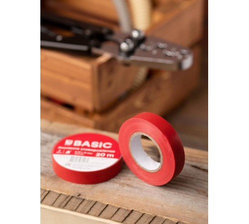 Изолента, класс В (общего применения), 0.13х15мм, 20 метров, красная EKF Simple  plc-iz-b-r  EKF