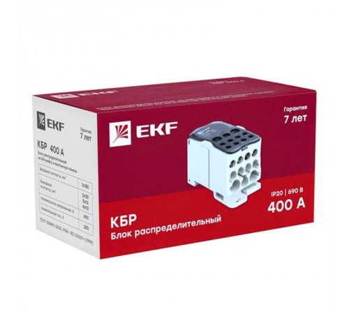 Блок распределительный (КБР) на DIN-рейку и монтажную панель 400A EKF PROxima  plc-kbr400  EKF