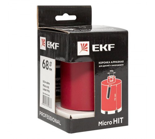 Коронка алмазная для дрелей с микроударом DCH-68MH Micro Hit Laser M16 Professional  dch-68-mh-m16  EKF