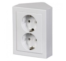 Розетка двойная Schuko, угловая, белая  402EE-84   2TKA00001610  ABB