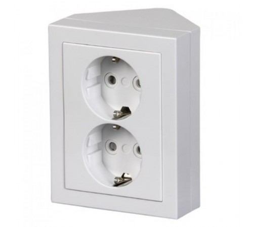 Розетка двойная Schuko, угловая, белая  402EE-84   2TKA00001610  ABB