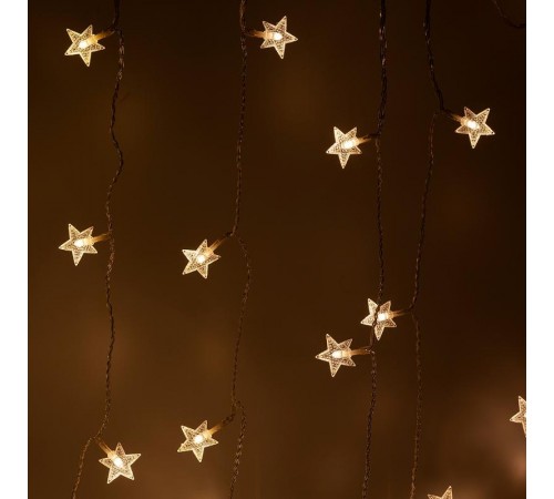 Гирлянда световая  занавес Звездочки , ENIZ-64W ,  64 диодов , 1,2 м*1,3 м теплый белый, IP20, провод 3 м  Б0051876  ЭРА