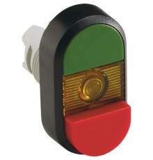 Кнопка двойная MPD13-11Y (зеленая/красная-выступающая) желтая ли нза с текстом (I/O)  1SFA611142R1103  ABB