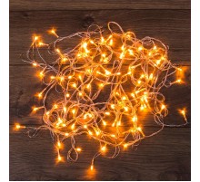 Гирлянда светодиодная универсальная 100 LED ТЕПЛЫЙ БЕЛЫЙ 10 метров, прозрачный ПВХ, с контроллером  303-063  NEON-NIGHT