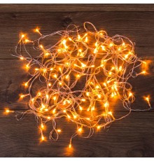 Гирлянда светодиодная универсальная 100 LED ТЕПЛЫЙ БЕЛЫЙ 10 метров, прозрачный ПВХ, с контроллером  303-063  NEON-NIGHT