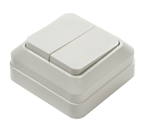 Выключатель двухклавишный BOLLETO белый накладной 7023  4680005959761  IN HOME