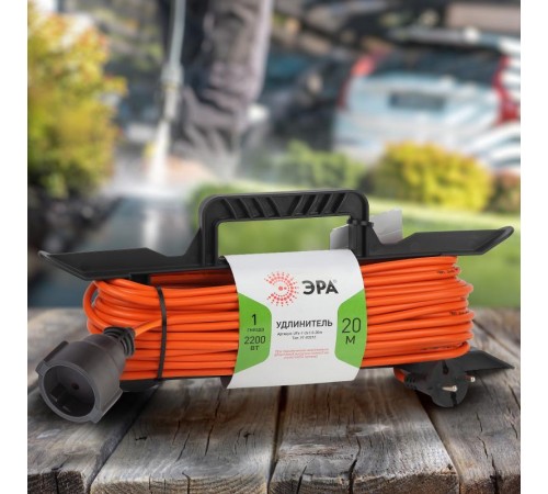 Удлинитель силовой ЭРА UFx-1-2x1.0-20m-IP44 на рамке б/з 1 гн 20м ПВС 2х1  Б0043040  ЭРА