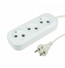 Удлинитель 3 гнезда 5 м 2х0.5 мм белый б/з  11-9511  REXANT