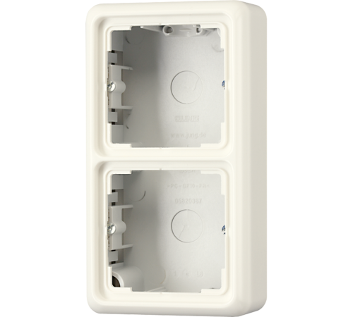 Коробка 2-кратная, накладная, с рамкой; слоновая кость  CD582AW  Jung