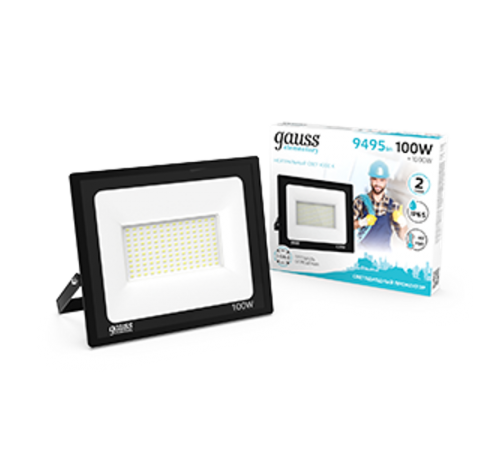 Прожектор светодиодный Elementary 100W 9475lm 4000К 175-265V IP65 черный LED 1/4  613100110  Gauss