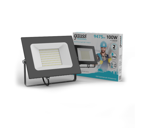 Прожектор светодиодный Elementary 100W 9475lm 4000К 175-265V IP65 черный LED 1/4  613100110  Gauss
