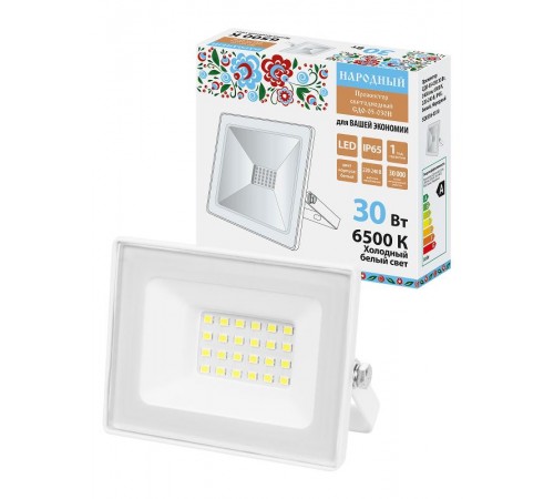 Прожектор СДО-05-030 30 Вт, 2400 лм, 6500 К, 220-240 В, IP65, белый, Народный  SQ0336-0310  TDM