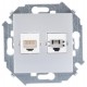 Simon 15 Алюминий Розетка телефонная + компьютерная RJ11+RJ45 кат.5е, Systimax  1591590-033  Simon