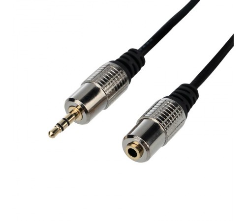 Шнур Стерео 3,5 мм гнездо - Стерео 3,5 мм штекер, длина 1,5 метра (GOLD- металл)  17-4023  REXANT