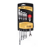 Набор гаечных комбинированных трещоточных ключей с шарниром НТКШ-6 (8-17) серия КВТ-PROFESSIONAL  91950  КВТ