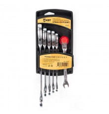 Набор гаечных комбинированных трещоточных ключей с шарниром НТКШ-6 (8-17) серия КВТ-PROFESSIONAL  91950  КВТ