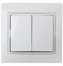 1Э-104-01 Intro Выключатель двойной, 10А-250В, СУ, б.л., Plano, белый  Б0038825  Intro