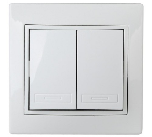 1Э-104-01 Intro Выключатель двойной, 10А-250В, СУ, б.л., Plano, белый  Б0038825  Intro