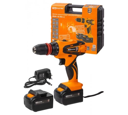 Дрель-шуруповерт акк. ДША-18-ЛК1-С 18 В, 2 А*ч Li-Ion 2 шт, 32 Нм, 0-1400 об/мин, кейс, "Рубин" TDM  SQ1030-0206  TDM