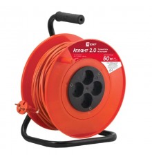 Удлинитель на катушке "Атлант 2.0" 4 гнезда 50м без заземления  ПВС 2*0,75 6А/1,3кВт PROxima  UKA02-06-275-4-50  EKF