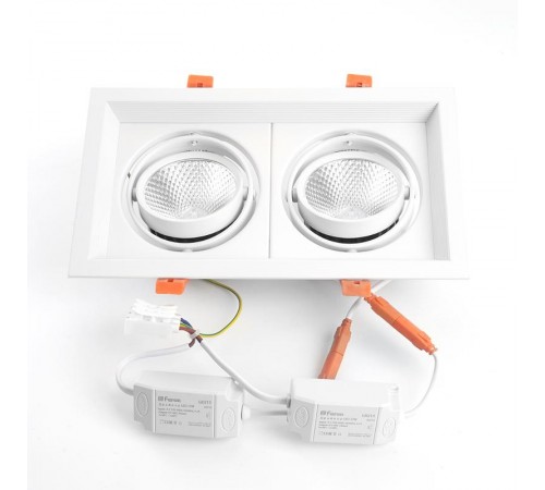 Светильник светодиодный встраиваемый карданный AL202, 2x12W, 2160 Lm, 4000К, 35 градусов, белый  29774  FERON
