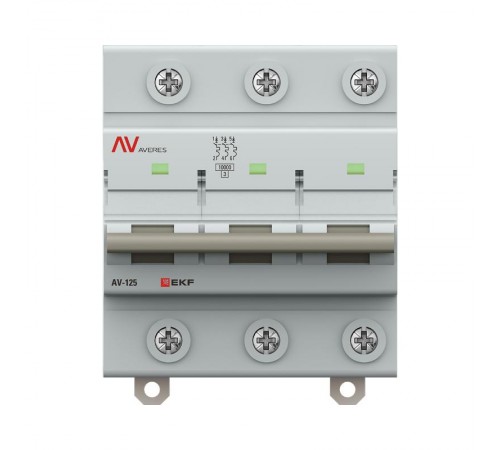 Выключатель автоматический AV-125 3P 63A (C) 10kA  AVERES mcb125-3-63C-av EKF