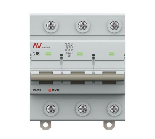 Выключатель автоматический AV-125 3P 63A (C) 10kA  AVERES mcb125-3-63C-av EKF