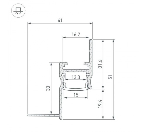 Профиль ARH-СEIL-S14-SHADOW-2000 WHITE  038594   Arlight