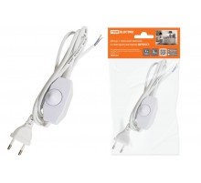 Шнур с плоской вилкой и светорегулятором ШУ05С1 (200Вт, RL) ШВВП 2х0,75мм2 2м. белый  SQ1305-0051  TDM