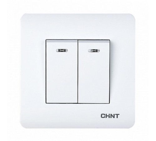 2-клавишный проходной выключатель с LED-подсветкой 10А 250В  715386  CHINT