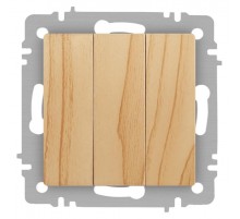 Выключатель Intro Accent 6-106-11 тройной, 10А-250В, IP20, СУ, AL/CU, сосна  Б0063552  Intro