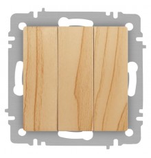 Выключатель Intro Accent 6-106-11 тройной, 10А-250В, IP20, СУ, AL/CU, сосна  Б0063552  Intro