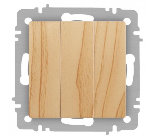 Выключатель Intro Accent 6-106-11 тройной, 10А-250В, IP20, СУ, AL/CU, сосна  Б0063552  Intro