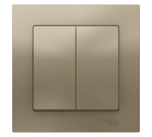 AtlasDesign Шампань Выключатель 2-клавишный сх.5, 10АХ, (в сборе с рамкой)  ATN000552  SE