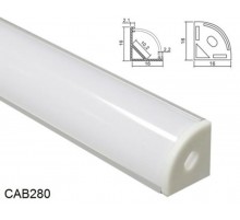 Профиль алюминиевый для светодиодной ленты угловой круглый с заглушками, серебро CAB280   2 м,(в комплекте 2 заглушки, 4 крепежа)  10299  FERON