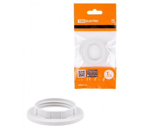 Кольцо для патрона Е14, термостойкий пластик, белый,  SQ0335-0163  TDM