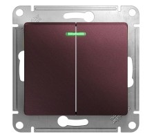 Glossa Баклажановый Выключатель 2-клавишный с подсветкой, сх.5а, 10AX  GSL001153  SE