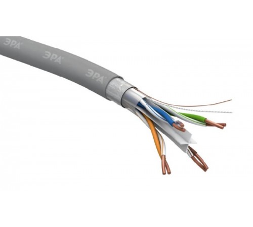 Кабель витая пара F-4-PVC-6 F/UTP 4x2x23 AWG Cat 6 CU PVC 305 метров  Б0053026  ЭРА