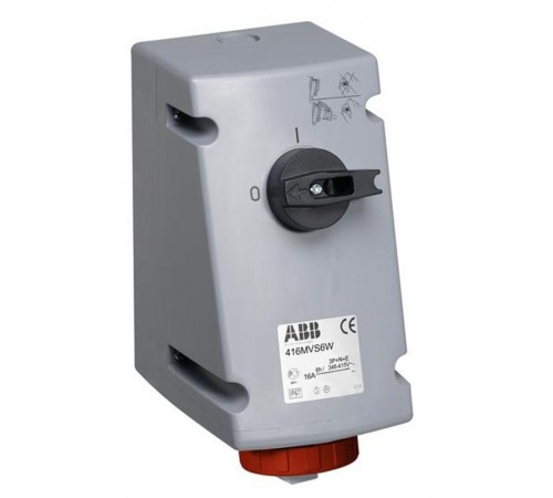 Розетка с выключателем и механической блокировкой 416MVS6W, 16A, 3P+N+E, IP67, 6ч  2CMA167842R1000  ABB