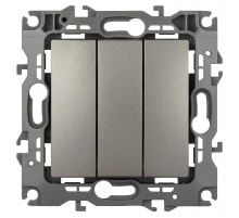 Выключатель ЭРА Серия 12 12-1107-16 тройной, 10АХ-250В, титан   Б0065703  ЭРА