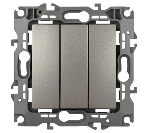 Выключатель ЭРА Серия 12 12-1107-16 тройной, 10АХ-250В, титан   Б0065703  ЭРА