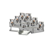 Клемма трехуровневая, зажим push-in, 6 точек подключения, 2.5 кв.мм, серая  VPR-2.5-3L-GY  DKC